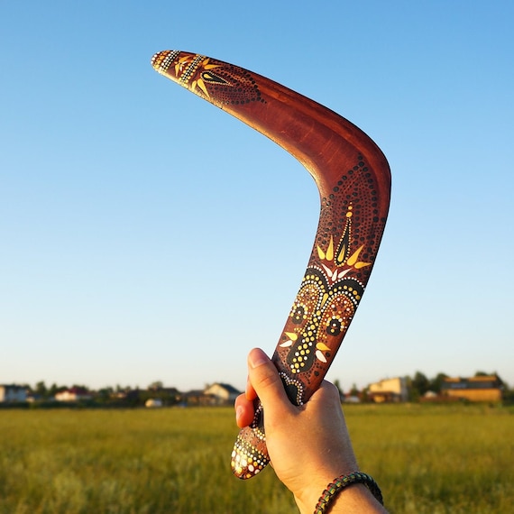 Boomerang
 Aboriginal 2. Handcrafted hand painted | Etsy